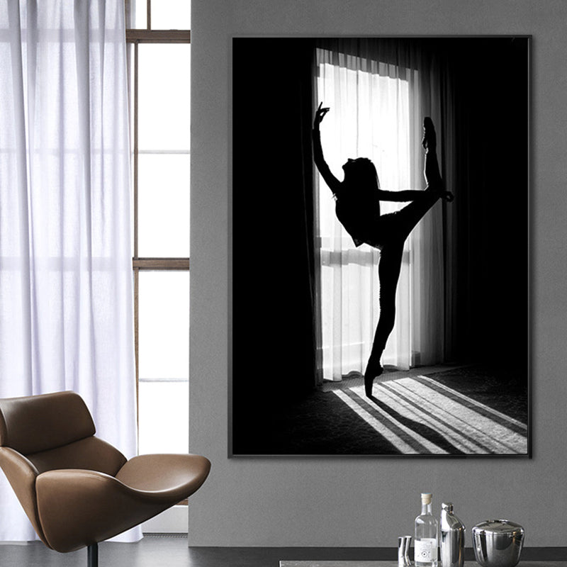 Dancing Girl Wrapped Canvas for Study Room Wall Art Decor in Black, Multiple Size Available