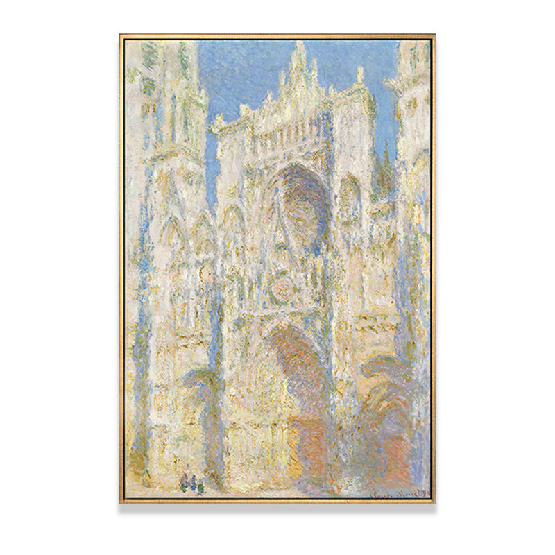 Monet Rouen Cathedral Wall Art Traditional Textured Canvas Print in Pastel Color