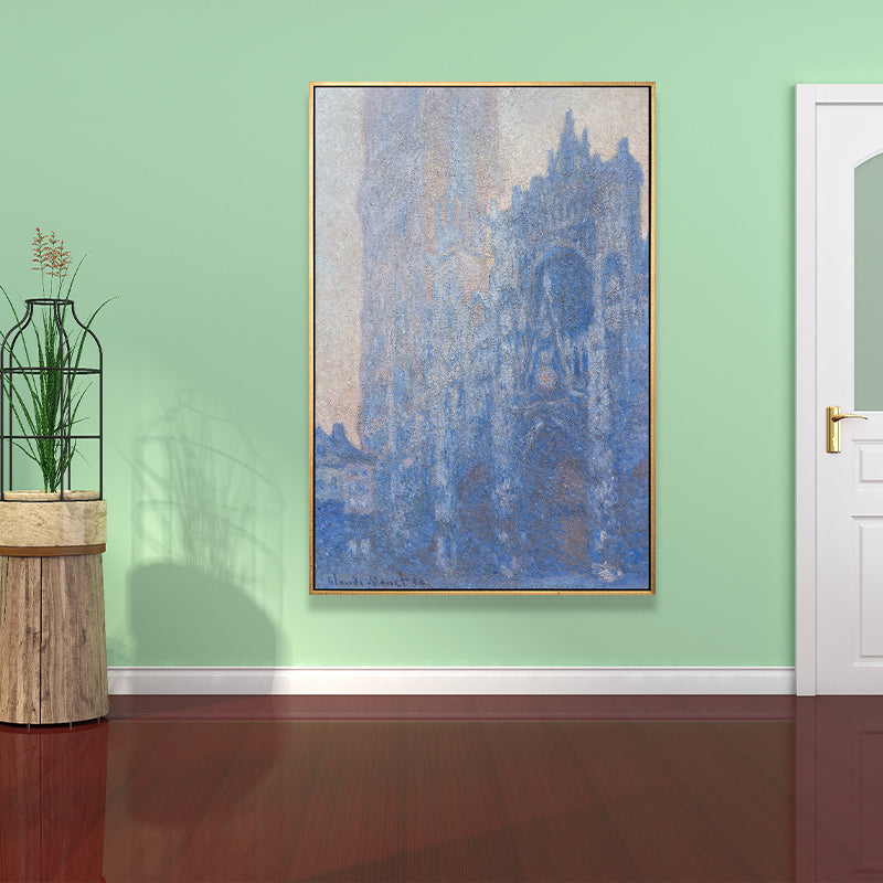 Monet Rouen Cathedral Wall Art Traditional Textured Canvas Print in Pastel Color