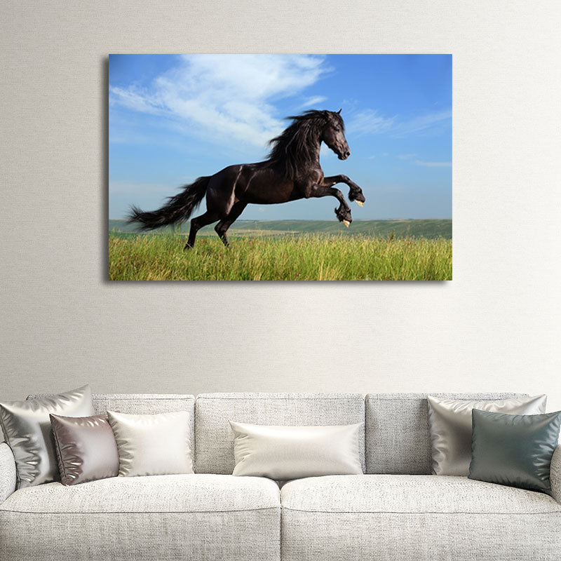 Modern Style Horse Print Canvas Pastel Color Textured Surface Wall Art Decor for Home