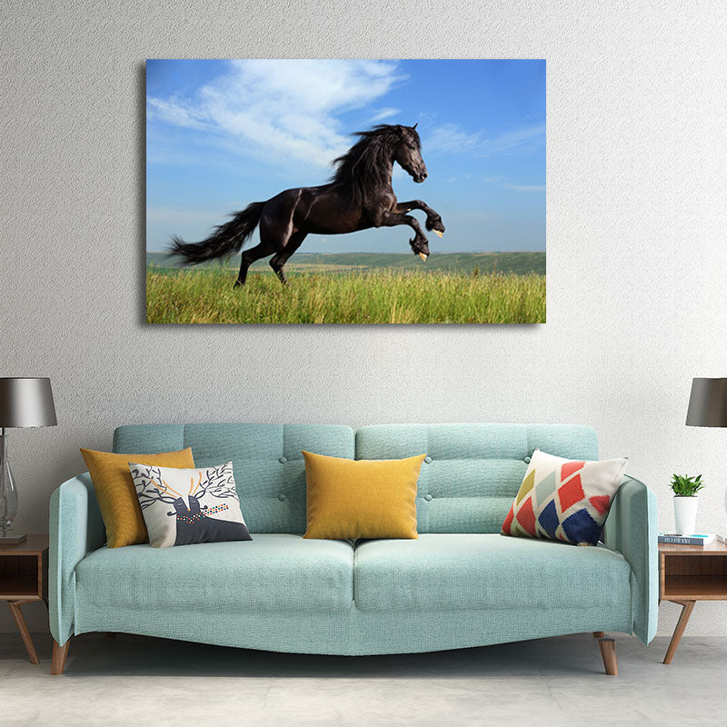 Modern Style Horse Print Canvas Pastel Color Textured Surface Wall Art Decor for Home