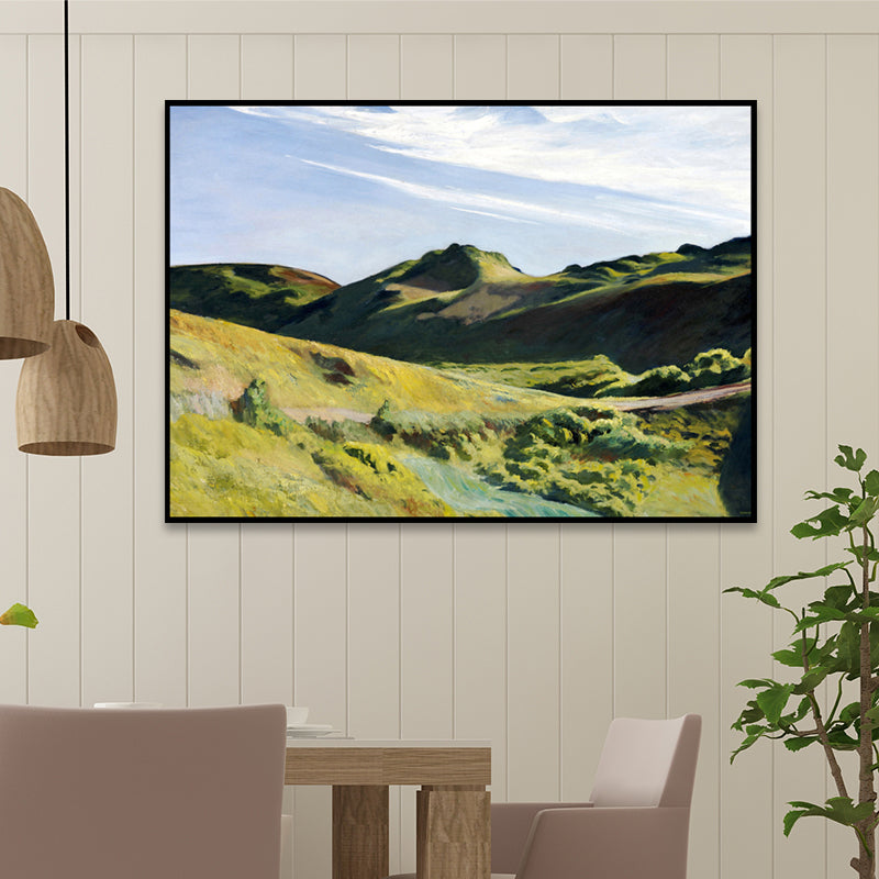 Green Summer Mountain Landscape Art Print Textured Contemporary Living Room Painting