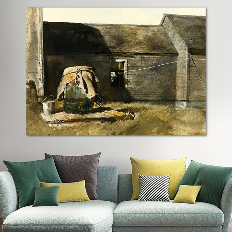 Kitchenware Canvas Art Textured Farmhouse Style Family Room Painting in Dark Color