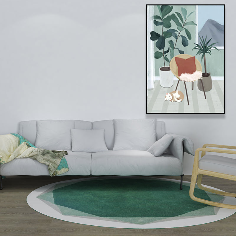 Scandinavian Still Life Wall Decor Canvas Textured Green Canvas Art for Living Room