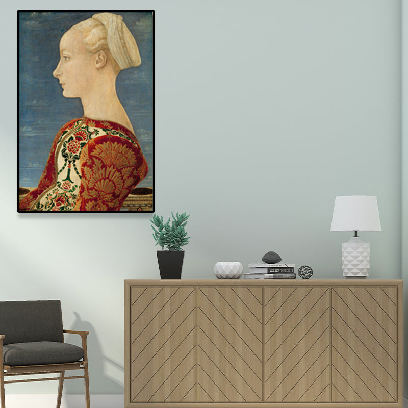 Textured Soft Color Painting Retro Style Woman Portrait Wall Art for Living Room