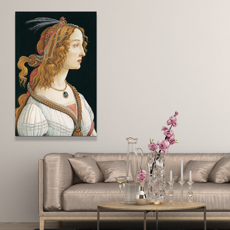 Vintage Royal Woman Portrait Painting Pastel Color House Interior Canvas Wall Art