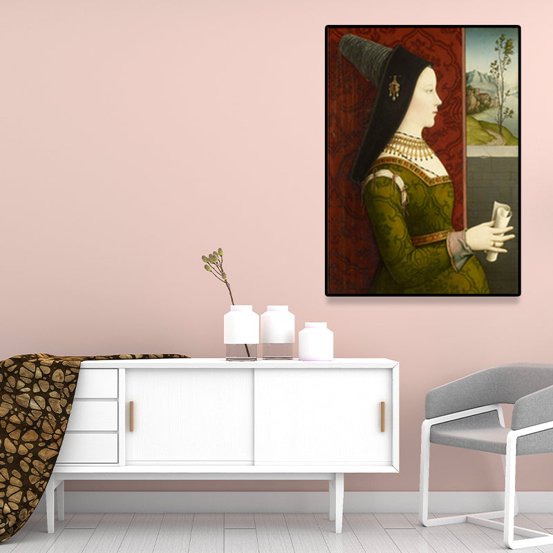 Vintage Royal Woman Portrait Painting Pastel Color House Interior Canvas Wall Art