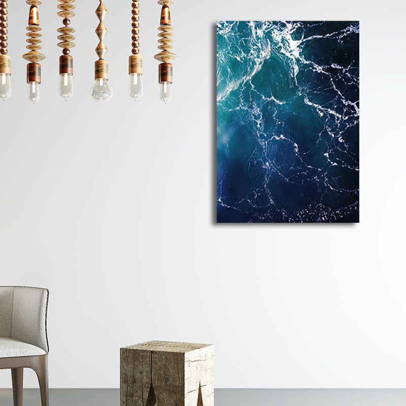 Tropical Ocean Water Art Print Canvas Textured Dark Color Wall Decor for Living Room