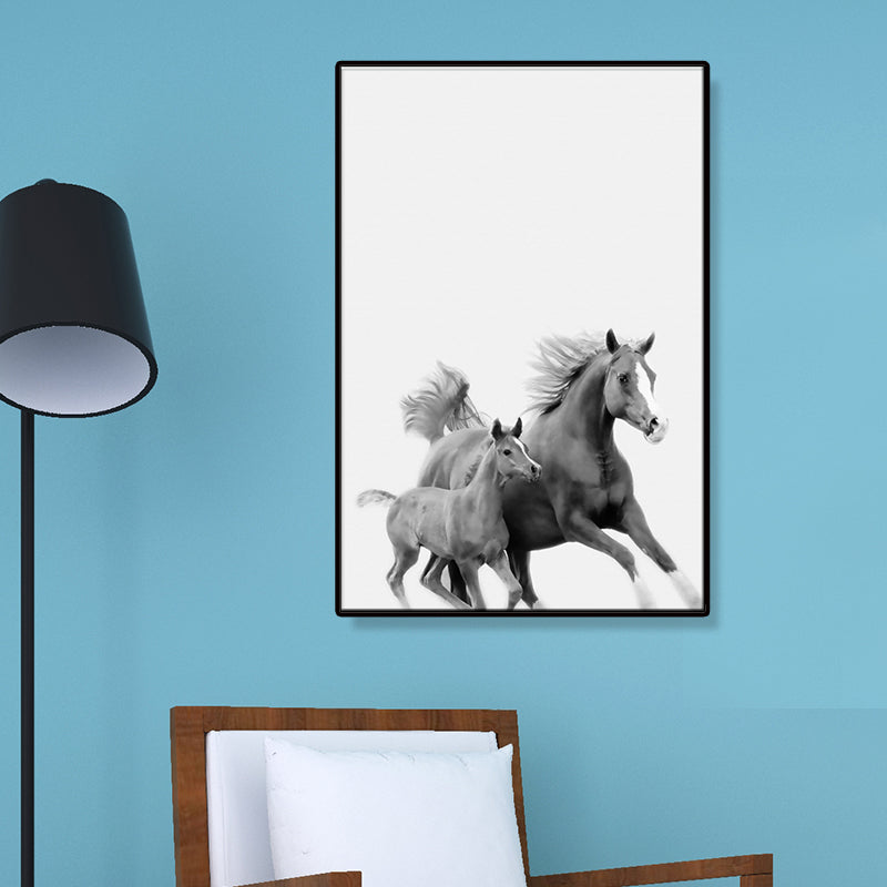 Dark Color Steed Wall Decoration Textured Surface Wall Art Print for Living Room