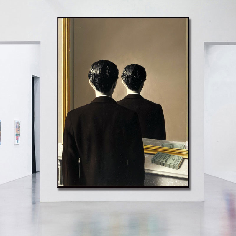 Standing Man and Reflection Art Textured Modern Style for Girls Bedroom Wall Decor