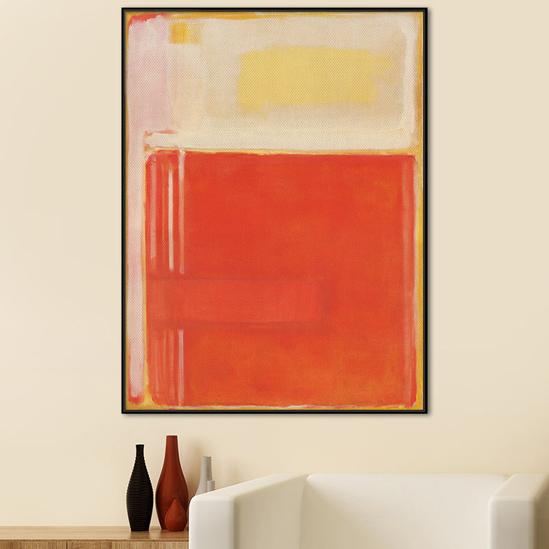 Simple Rectangle Pattern Wall Decor in Orange Modern Style Canvas for Dining Room