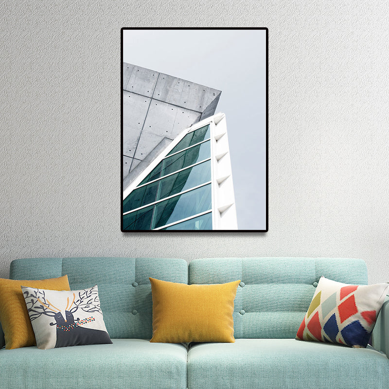 Modern Architecture Exterior View Canvas Print Pastel Color Guest Room Wall Art