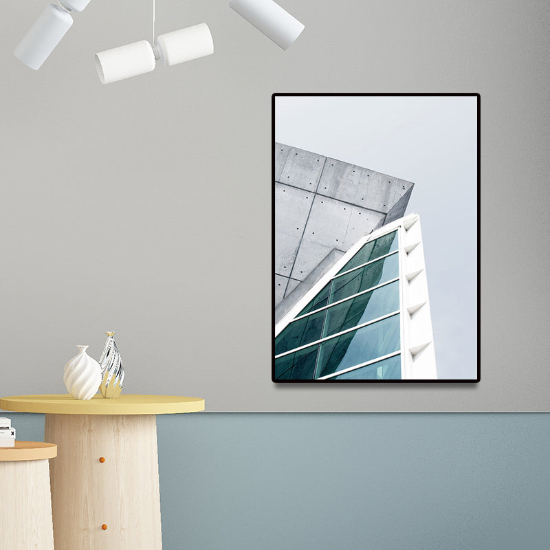 Modern Architecture Exterior View Canvas Print Pastel Color Guest Room Wall Art