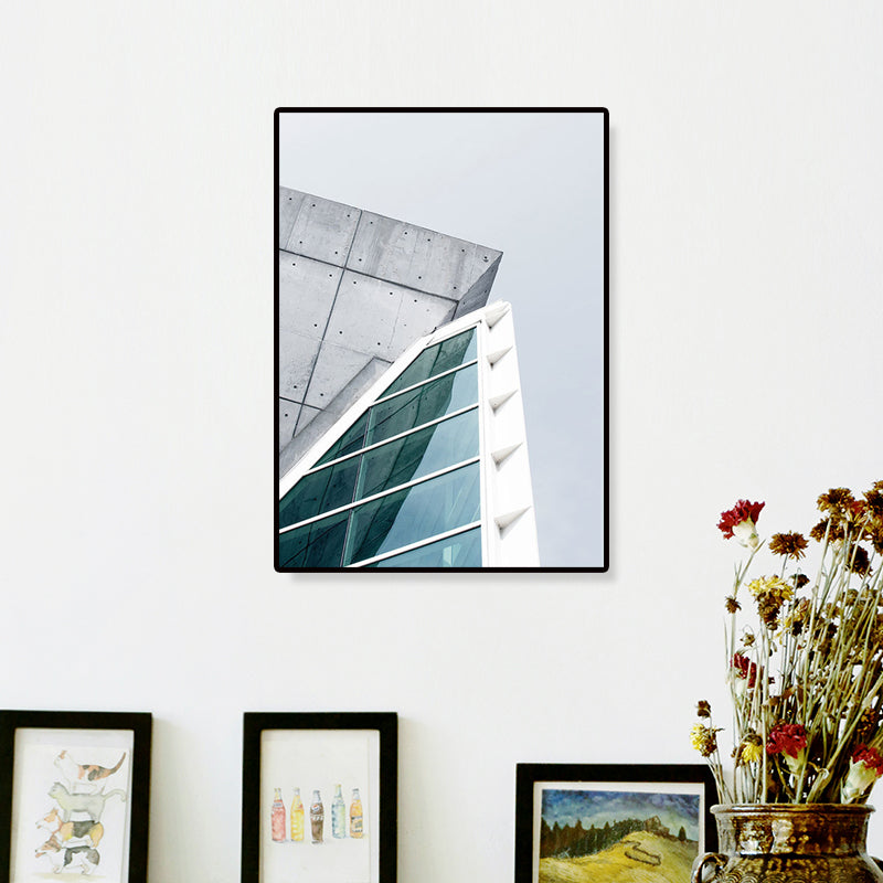 Modern Architecture Exterior View Canvas Print Pastel Color Guest Room Wall Art