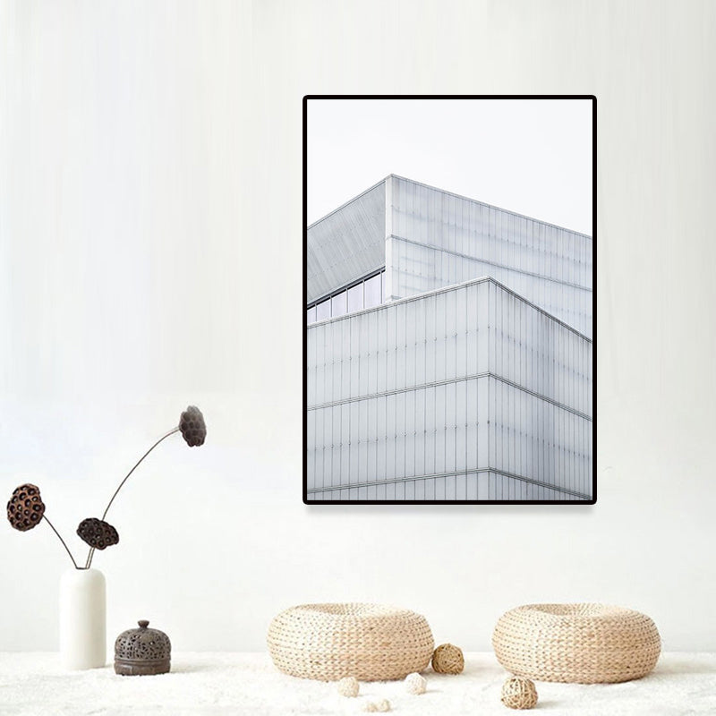 Modern Architecture Exterior View Canvas Print Pastel Color Guest Room Wall Art