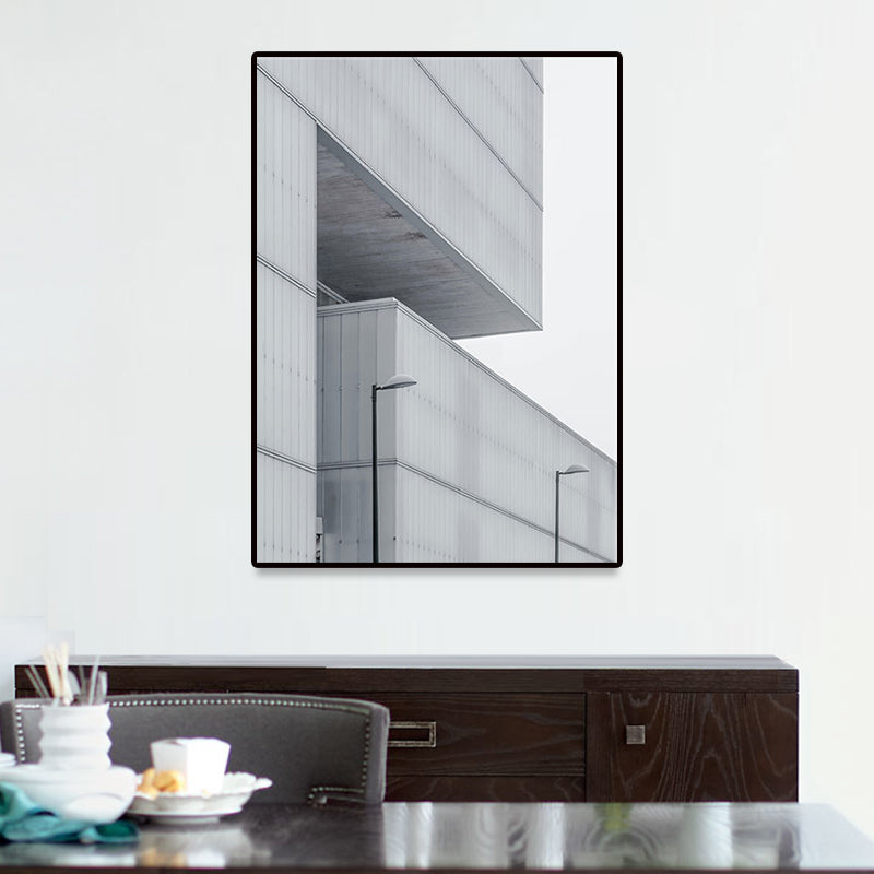 Modern Architecture Exterior View Canvas Print Pastel Color Guest Room Wall Art