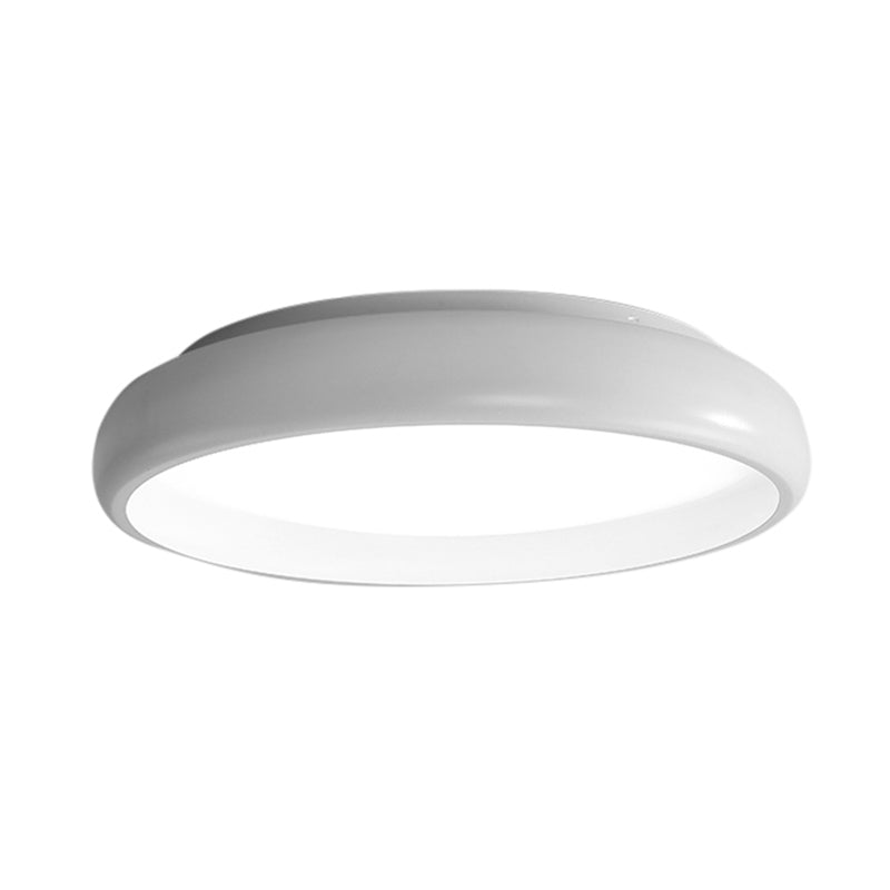 Circulaire Flush Mount Ceiling Light Nordic Metal Black / White LED Integrated LED Ceiling Flush Mount for Bedroom in Warm / White with Acrylic Diffuser