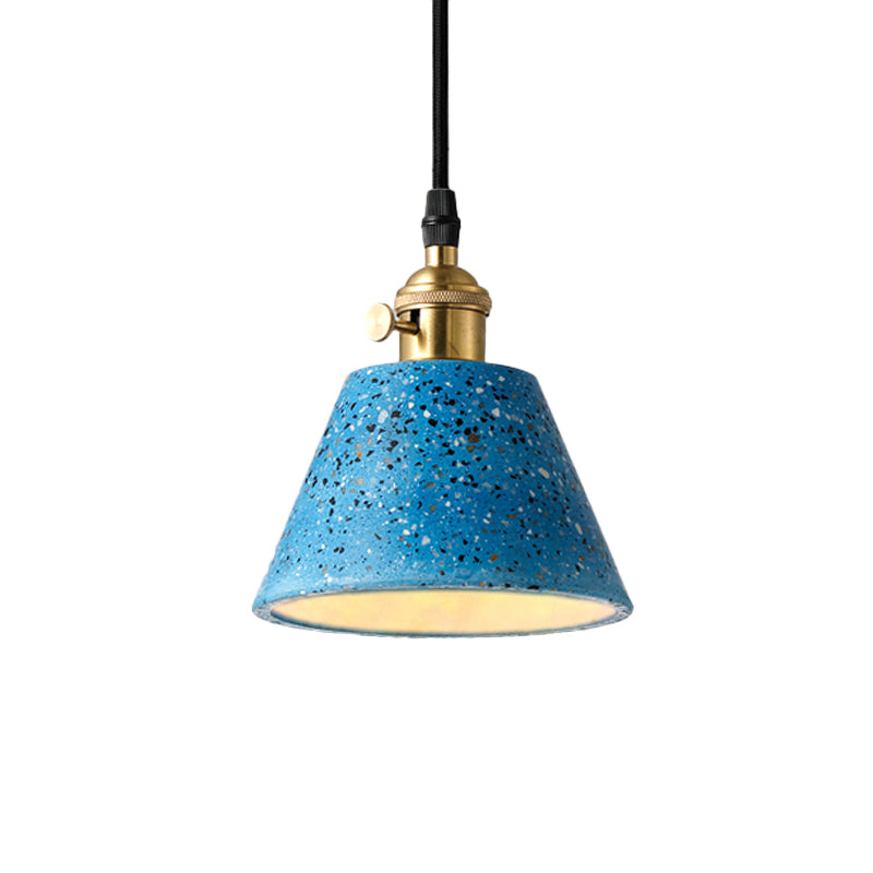 1 lichte hanglampverlichting met kegel betonschaduw in Noordse stijl zwart/blauw/groen hangend licht