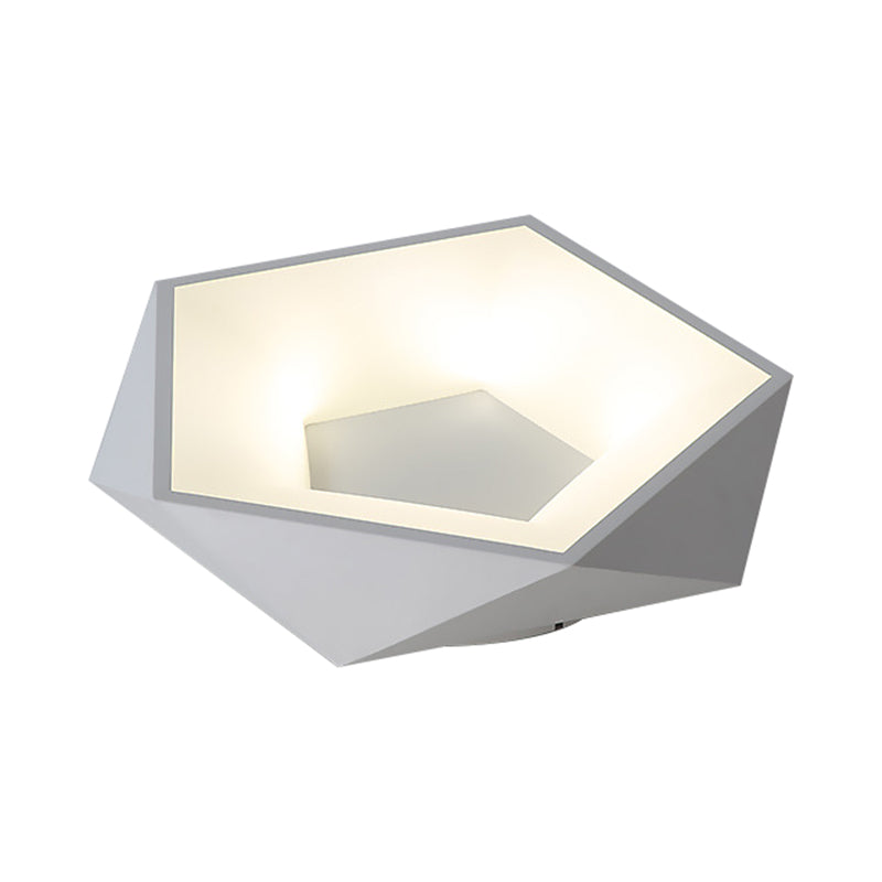 Witte Facet Inbouwverlichting Moderne LED Metalen Plafondlamp met Acryl Diffusor in Wit/Warm Licht, 18"/21,5" Breed