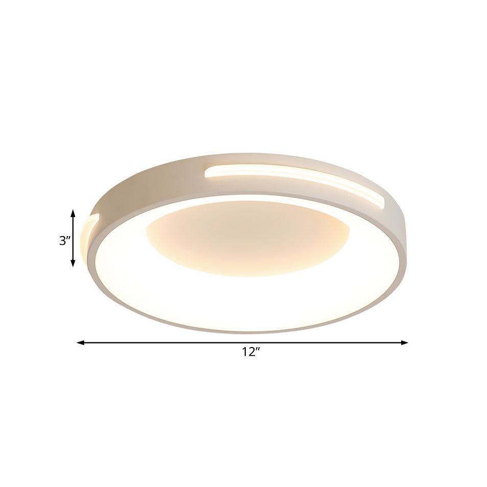 Circle Flush Ceiling Light Modern Metal LED White Light with Acrylic Diffuser in White/Warm Light, 12"/16"/19.5" Wide