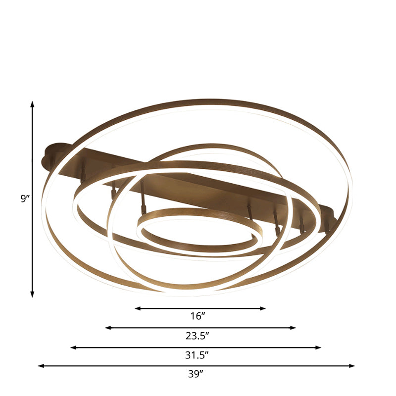 Multi Circle Metal Flush Mount Lamp Contemporary 1/2/3 Heads Ceiling Mount Light in White/Warm Light