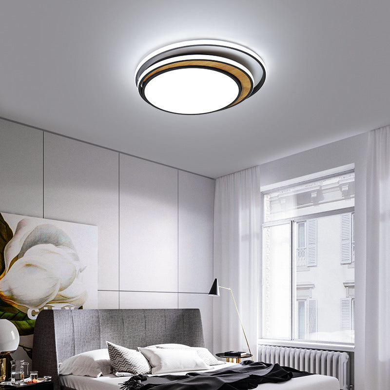 Black / White Circular Flush Ceiling Light Modern LED Metal Ceiling Light Fixture in White / Warm Light, 16.5 "/20.5" Wide