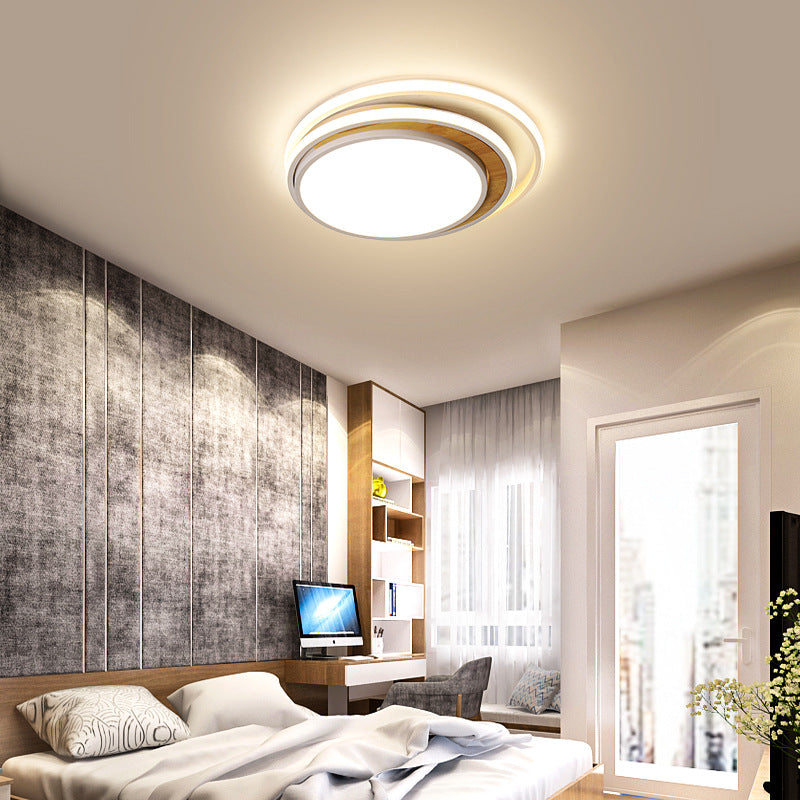 Black / White Circular Flush Ceiling Light Modern LED Metal Ceiling Light Fixture in White / Warm Light, 16.5 "/20.5" Wide