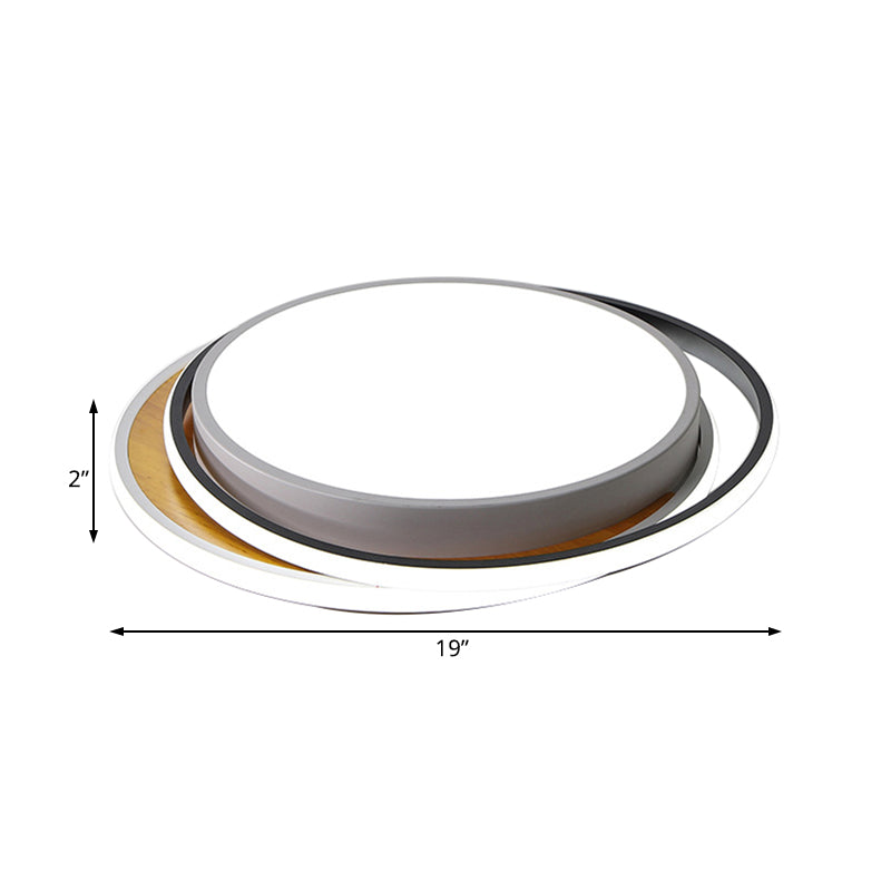 Runde Unterputzbeleuchtung, moderne LED-Deckenleuchte aus Metall in Schwarz/Weiß mit weißem/warmem Licht, 19"/23" breit