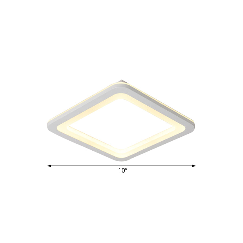 Vierkante inbouwverlichting Eenvoudige metalen LED witte plafondlamp in wit/warm licht, 10"/14,5"/19" breed