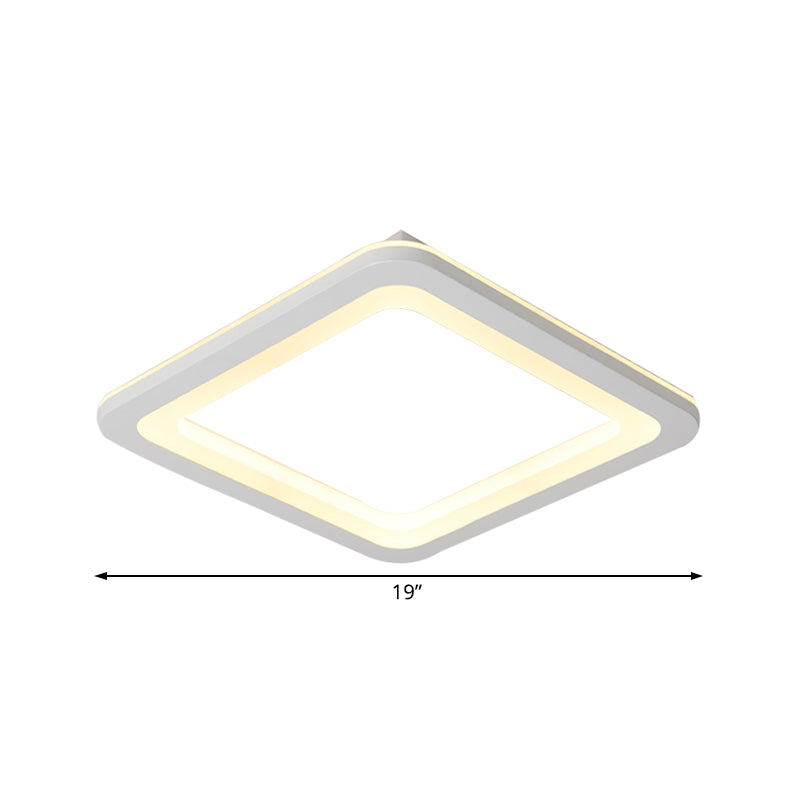 Iluminación cuadrada incorporada Metal simple LED techo blanco, luz blanca / cálida, 10 "/ 14,5" / 19 "ancho