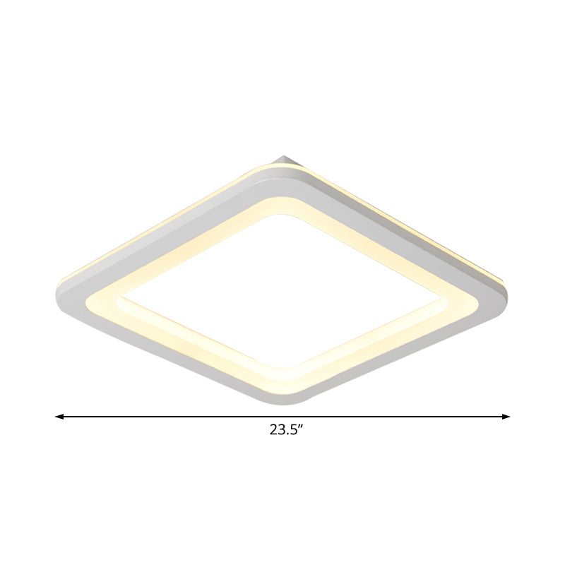 Quadratische, bündige Beleuchtung, einfache weiße LED-Deckenleuchte aus Metall in weißem/warmem Licht, 10"/14,5"/19" breit