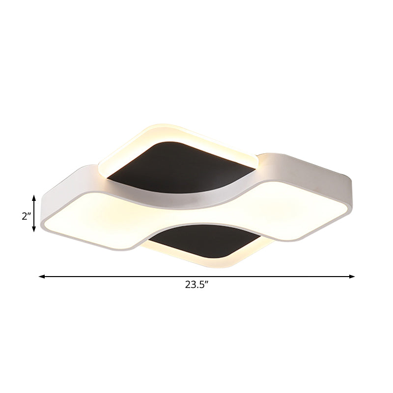 Geometrische Deckenleuchte, moderne Metall-LED-Deckeneinbauleuchte in Weiß/warmem Licht, 16,5"/19,5"/23,5" breit