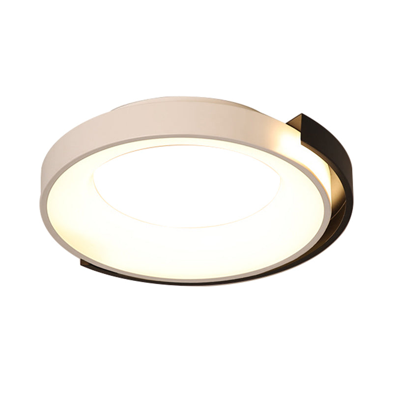 Lámpara de techo empotrada circular, lámpara de techo LED blanca de metal moderno con difusor esmerilado en luz blanca/cálida