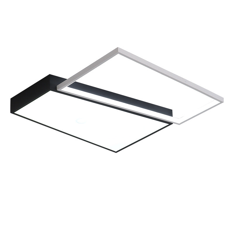 Black/White Trapezoid Flush Mount Lighting Simplicity LED Metal Ceiling Light Fixture in White/Warm Light, 18"/21.5" Wide