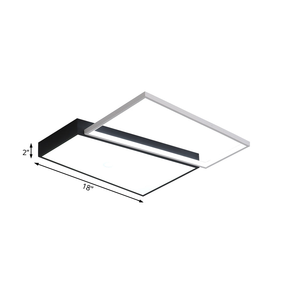 Black/White Trapezoid Flush Mount Lighting Simplicity LED Metal Ceiling Light Fixture in White/Warm Light, 18"/21.5" Wide