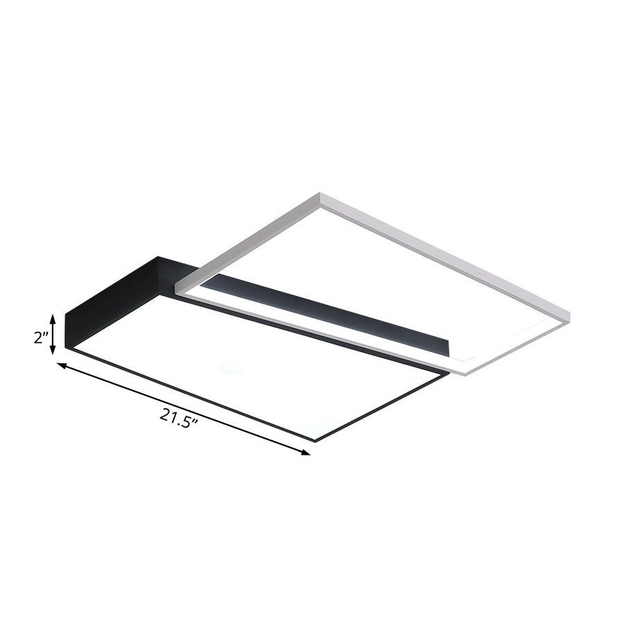 Black / White Trapezoid Flush Mount Lighting Simplicity LED Metal Ceiling Light Fixture in White / Warm Light, 18 "/21.5" Wide