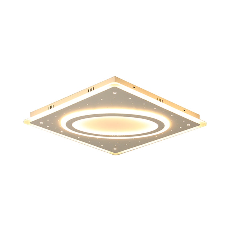 Metal Square Flush Mount Light Simple LED Ceiling Mounted Light in White/Warm Light, 21.5"/23.5" Wide