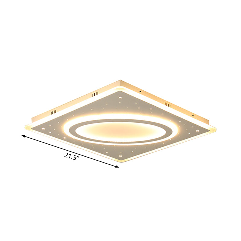 Metal Square Flush Mount Light Simple LED Ceiling Mounted Light in White/Warm Light, 21.5"/23.5" Wide