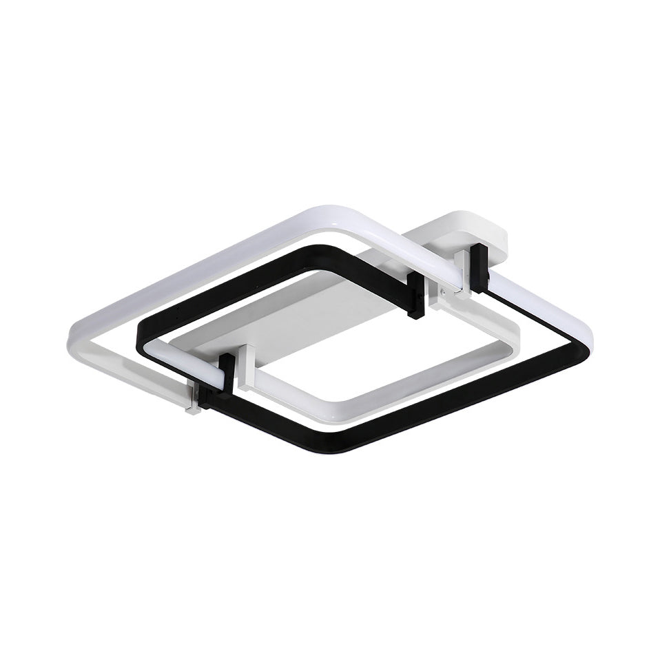 Plafonnier encastré à bord rond plafonnier moderne en métal LED noir / blanc, blanc / lumière chaude, 18 "/ 21,5" de large