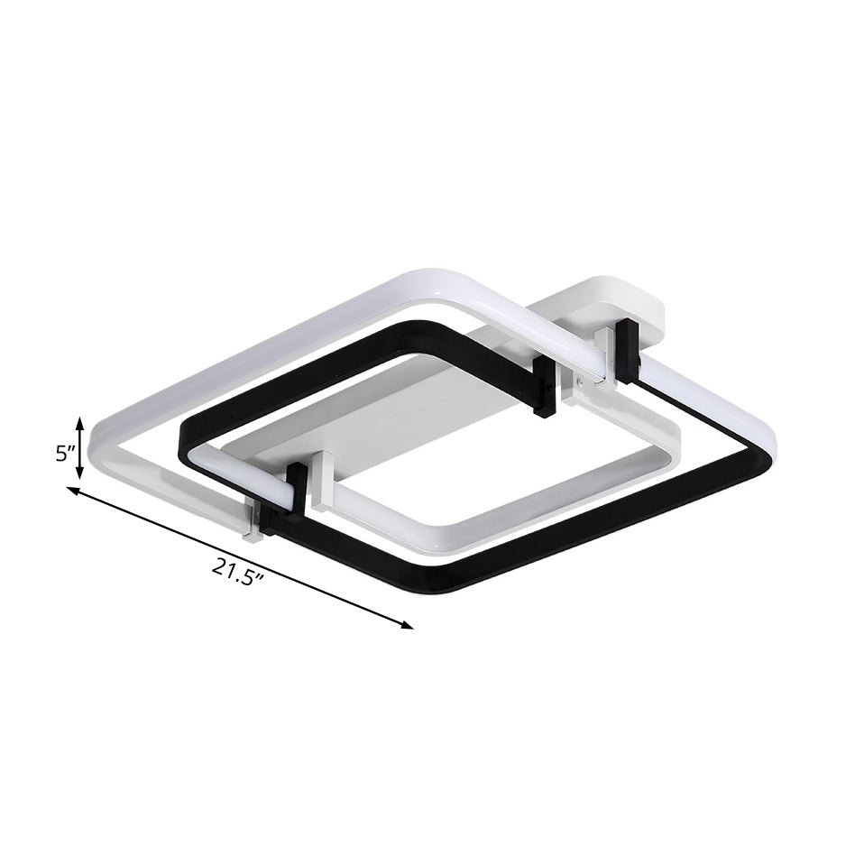 Plafoniera da soffitto a incasso con bordo tondo Lampada da soffitto moderna a LED in metallo nero/bianco in luce bianca/calda, larghezza 18"/21,5"