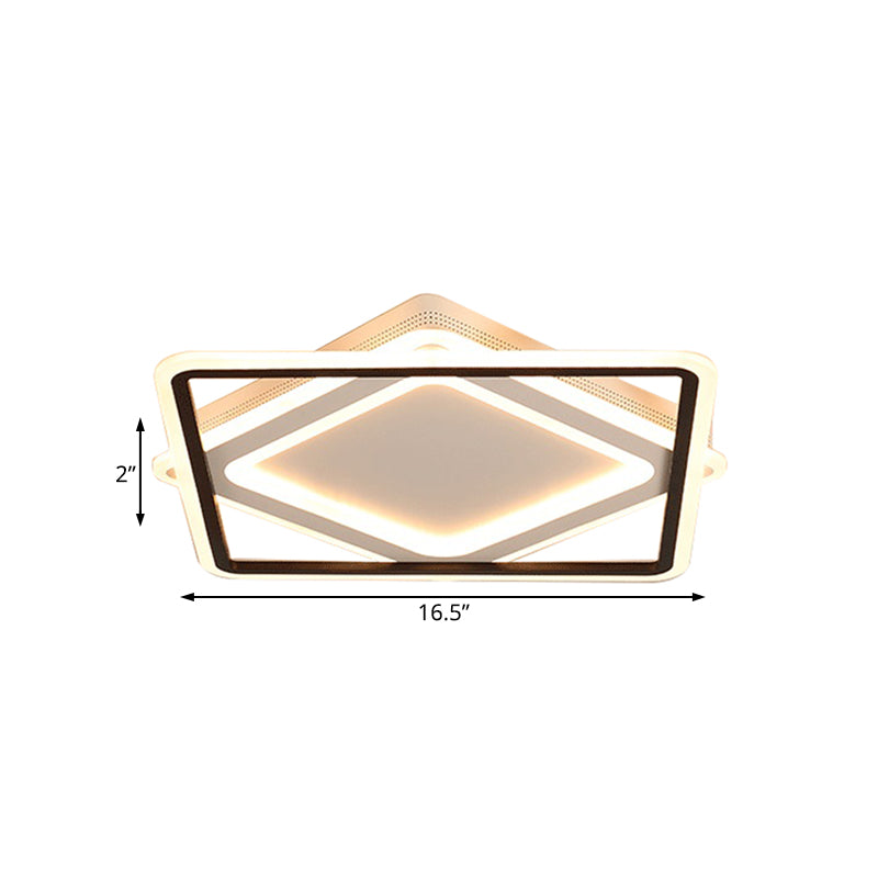 Iluminación montada en color cuadrado Iluminación LED de techo blanco moderno LED Blanco/Luz cálida, 16,5 "/19,5" /23,5 "