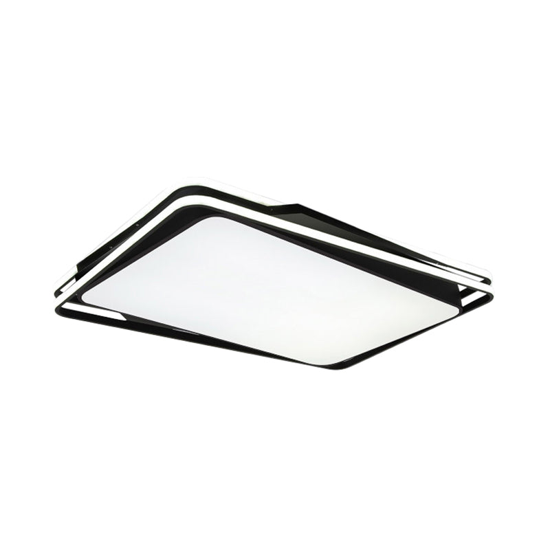 Lámpara de techo empotrada geométrica negra Iluminación de techo de metal LED minimalista en luz blanca/cálida, 23,5"/35,5" de ancho