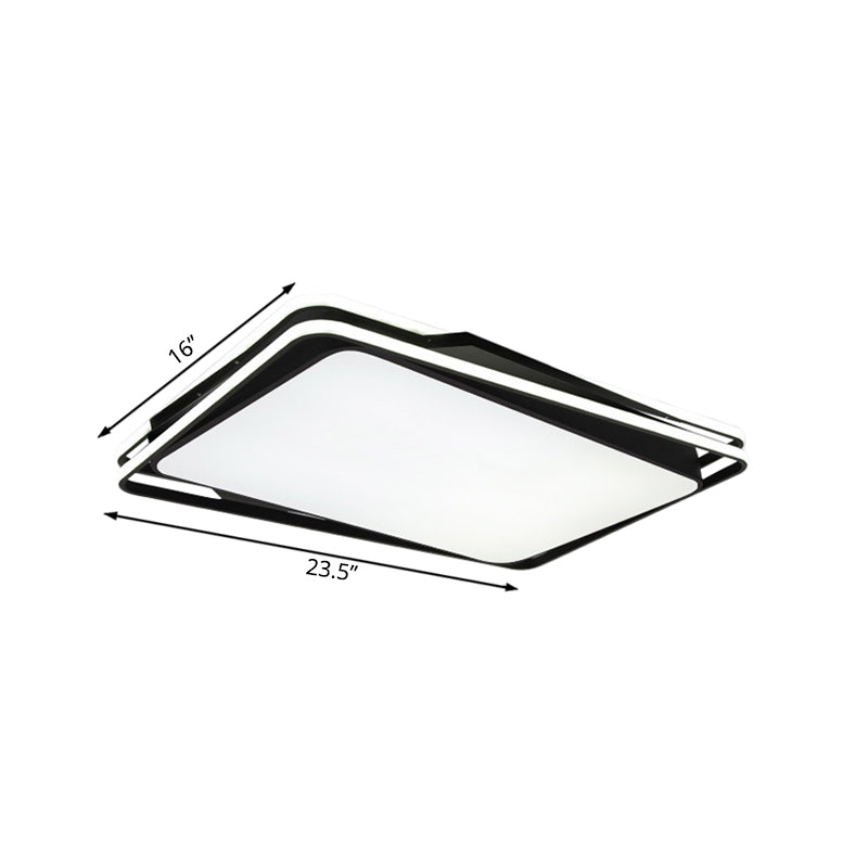 Lampada da soffitto geometrica nera a incasso Minimalista LED Metallo Illuminazione da soffitto in bianco/luce calda, 23,5 "/35,5" Wide