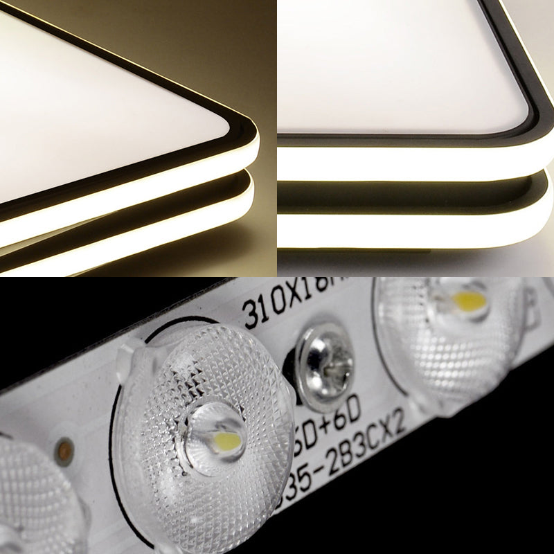 Lampada da soffitto geometrica nera a incasso Minimalista LED Metallo Illuminazione da soffitto in bianco/luce calda, 23,5 "/35,5" Wide