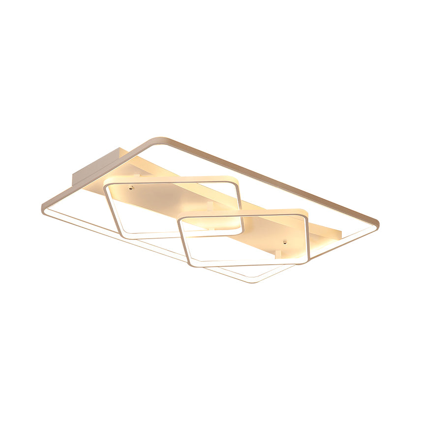 Lampada da incasso geometrica bianca Lampada da soffitto moderna in metallo a LED con luce bianca/calda, larghezza 34,5"/39"