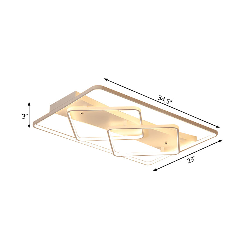 Weiße geometrische Einbauleuchte Moderne LED-Deckenleuchte aus Metall in weißem/warmem Licht, 34,5"/39" breit