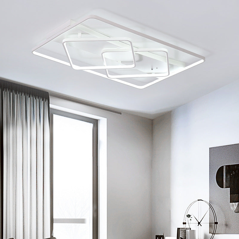 Lampada da incasso geometrica bianca Lampada da soffitto moderna in metallo a LED con luce bianca/calda, larghezza 34,5"/39"