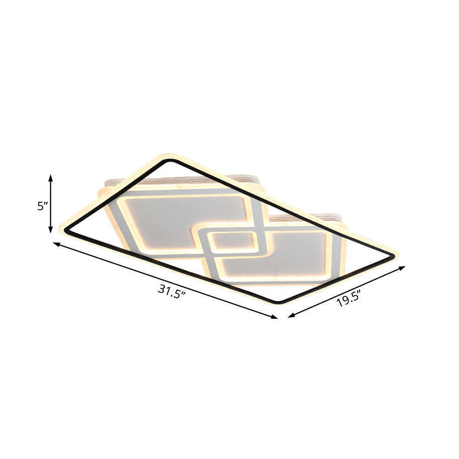 Lámpara rectangular montada en el techo Simplicity Metal LED Iluminación empotrada para sala de estar en luz blanca/cálida, 31,5"/39" de ancho