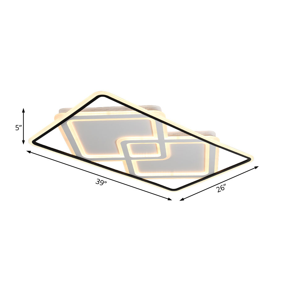 Lampada da soffitto rettangolare Simplicity Metallo LED Illuminazione da incasso per soggiorno in luce bianca/calda, 31,5"/39" di larghezza