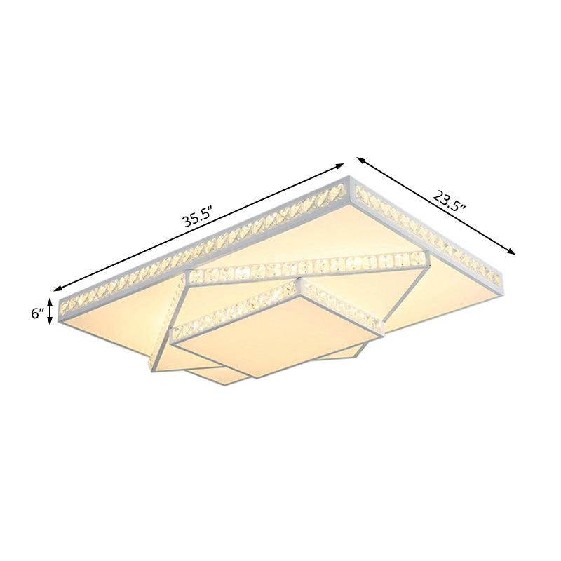 Plafonnier carré à 3 niveaux en métal, éclairage de plafond contemporain à LED blanc, luminaire de plafond en blanc/éclairage de troisième vitesse